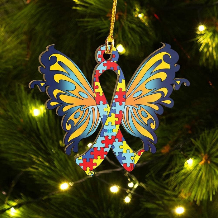 Autism Awareness Butterfly Ornament, Christmas Ornament Gift, Christmas Gift, Christmas Decoration