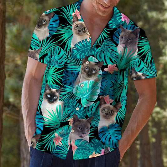Lovely Siamese Tropical Jungle Design Hawaiian Shirt,Hawaiian Shirt Gift, Christmas Gift
