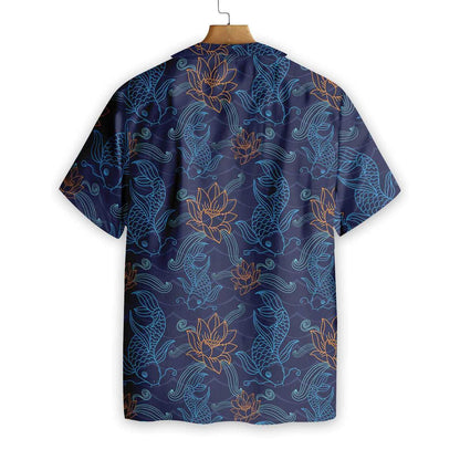 Koi Fish And Lotus Pattern Hawaiian Shirt, Hawaiian For Gift