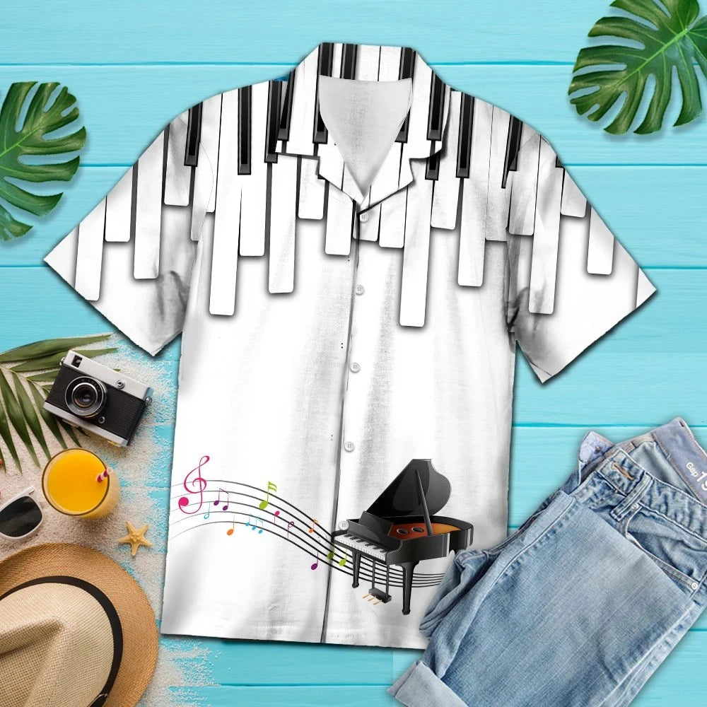3d Piano Keyboard Enjoy The Rhythm Pattern Hawaiian Shirt, Hawaiian Shirt Gift, Christmas Gift