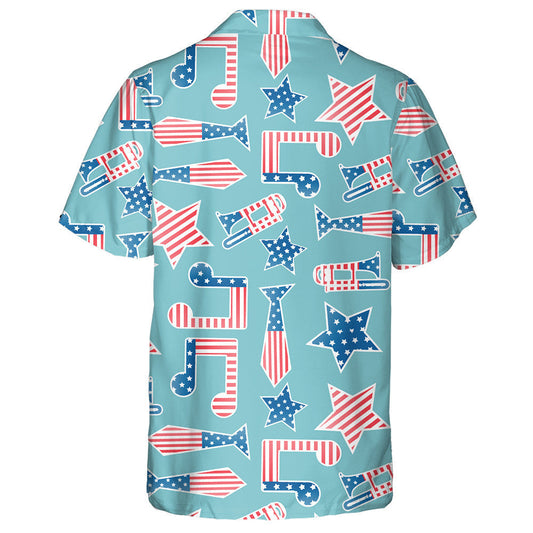 American Independence Day National Symbols On Blue Background Hawaiian Shirt, Hawaiian Shirt Gift, Christmas Gift
