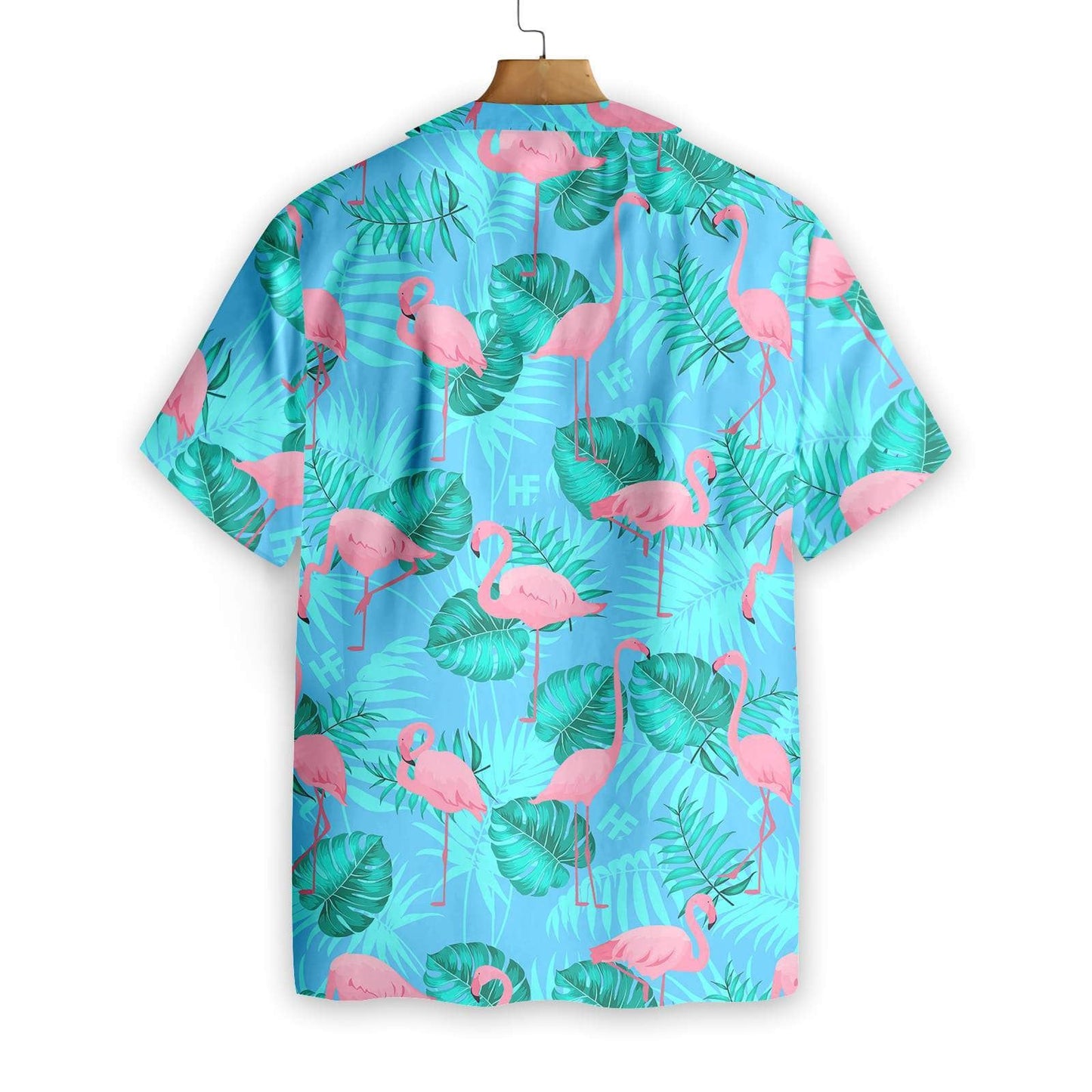 Flamingo In Turquoise Garden Pattern Hawaiian Shirt, Hawaiian Shirt Gift, Christmas Gift