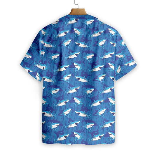 Shark On Blue Sea Pattern Hawaiian Shirt, Hawaiian Shirt Gift, Christmas Gift