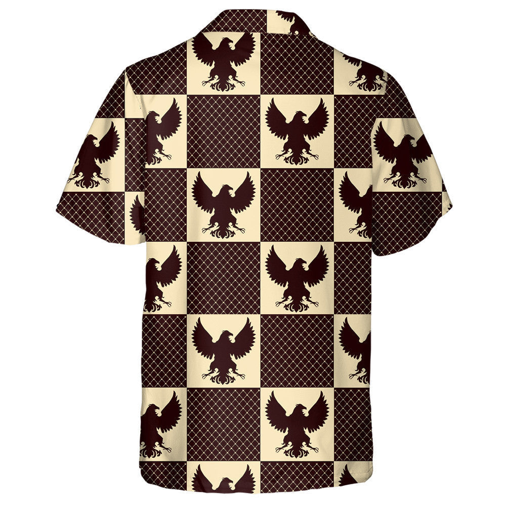 The Vintage Silhouette Of Eagle On Checkred Hawaiian Shirt, Hawaiian For Gift