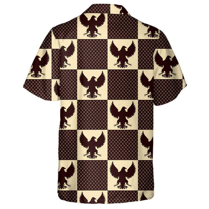 The Vintage Silhouette Of Eagle On Checkred Hawaiian Shirt, Hawaiian For Gift