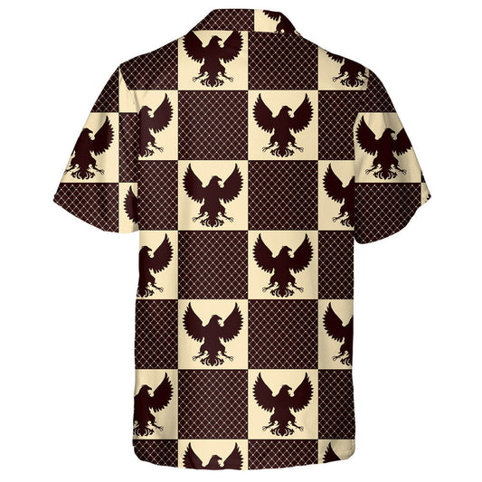 The Vintage Silhouette Of Eagle On Checkred Hawaiian Shirt, Hawaiian For Gift