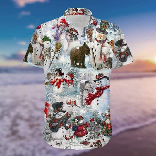 Animal And Cute Snowman Merry Christmas Design Hawaiian Shirt,Hawaiian Shirt Gift,Christmas Gift