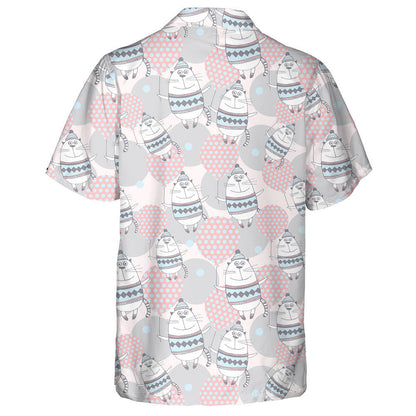 Gentle Cartoon Background With Cute Cats With Balloons Hawaiian Shirt, Hawaiian Shirt Gift, Christmas Gift