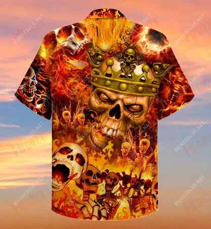 I'M The King Of Skull World Short Short Sleeve Shirt Hobbies Hawaiian T Shirts Best Hawaiian Shirts Funny Hawaiian Shirts, Hawaiian Shirt Gift, Christmas Gift