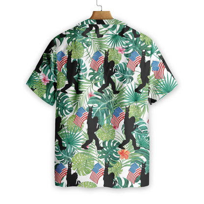 Shadow Of Bigfoot Tropical Hold USA Flag Hawaiian Shirt, Hawaiian Shirt Gift, Christmas Gift