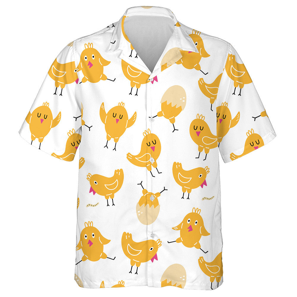 Happy Yellow Baby Cute Chicken In Different Poses Hawaiian Shirt, Hawaiian Shirt Gift, Christmas Gift