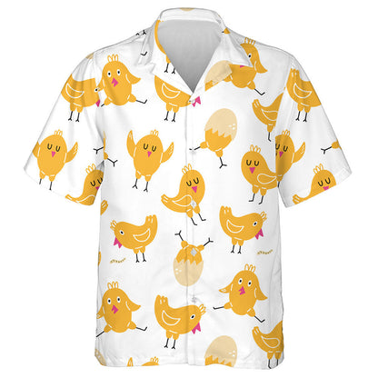 Happy Yellow Baby Cute Chicken In Different Poses Hawaiian Shirt, Hawaiian Shirt Gift, Christmas Gift
