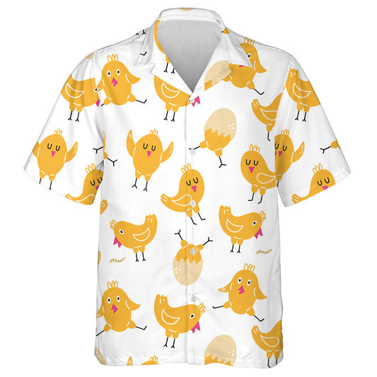 Happy Yellow Baby Cute Chicken In Different Poses Hawaiian Shirt, Hawaiian Shirt Gift, Christmas Gift
