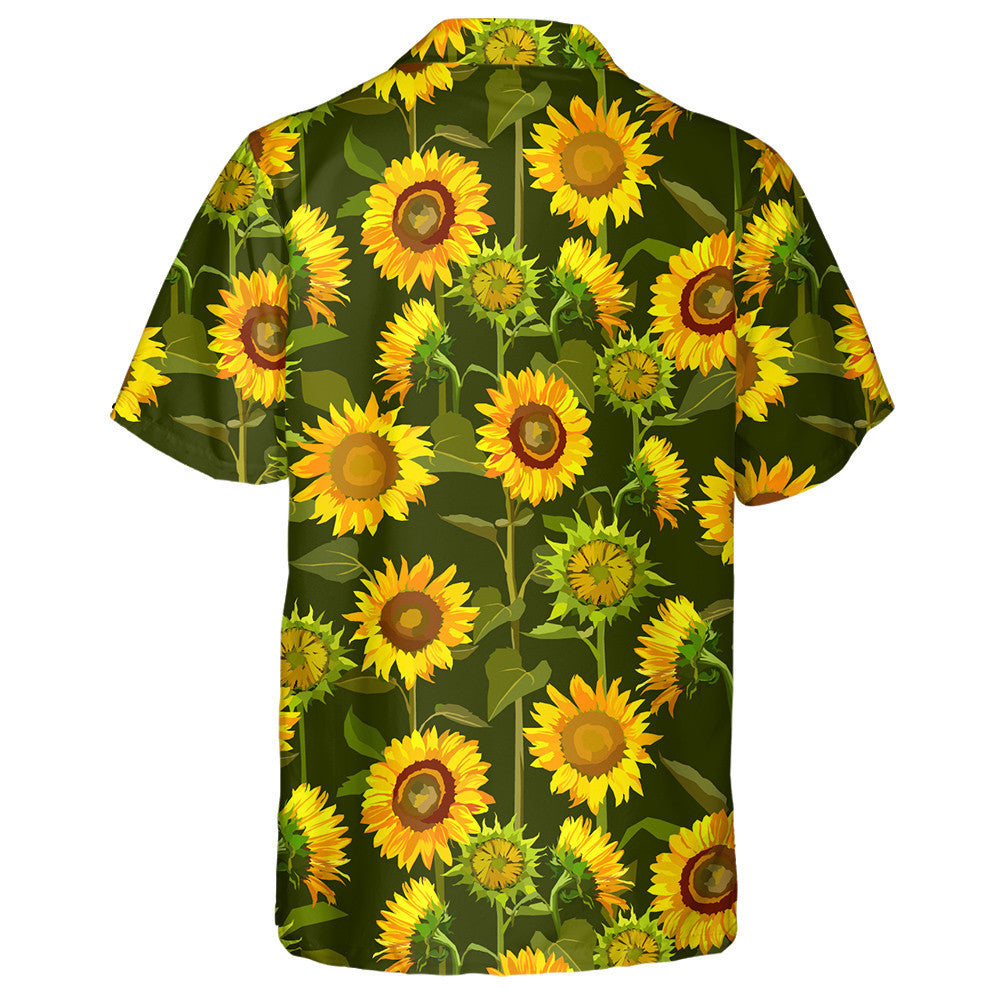 Large Field Of Sunflowers On Dark Green Background Hawaiian Shirt, Hawaiian Shirt Gift, Christmas Gift