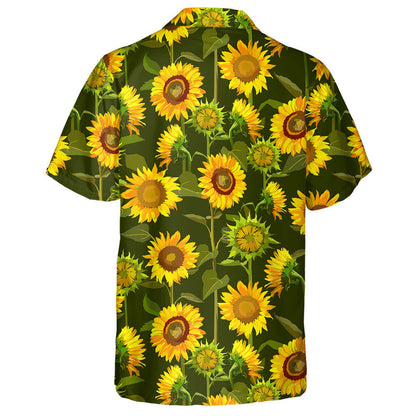 Large Field Of Sunflowers On Dark Green Background Hawaiian Shirt, Hawaiian Shirt Gift, Christmas Gift