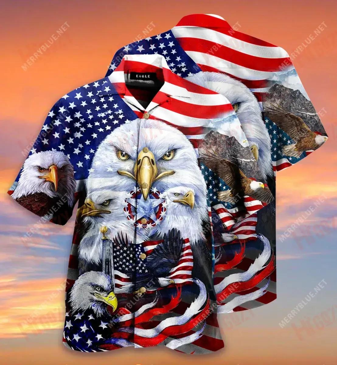 Eagles Patriotism American Sky Short Hawaiian Shirt Summer Short Sleeve Best Hawaiian Shirts Hawaiian Shirts For Men, Hawaiian Shirt Gift, Christmas Gift