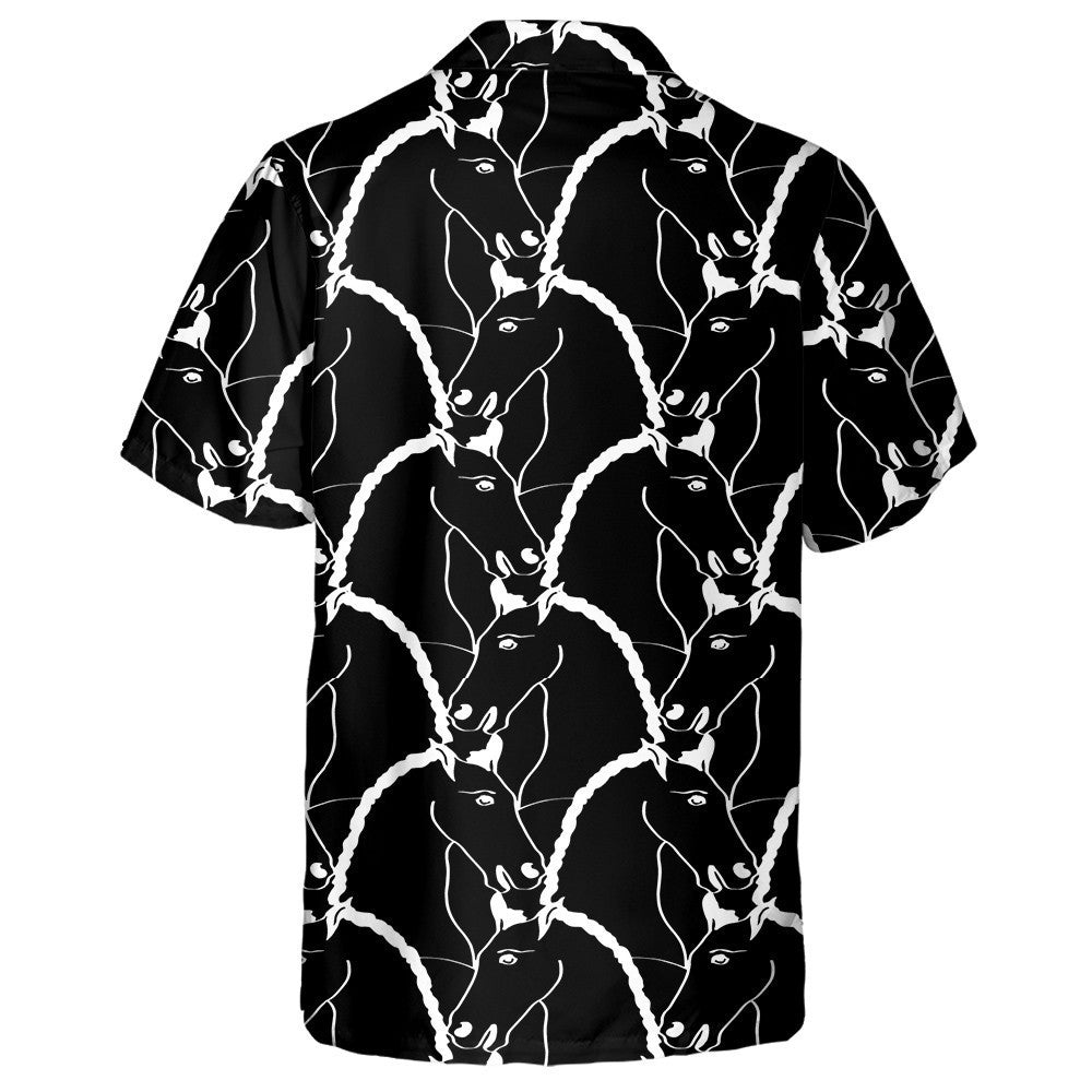 Abstract Hand Drawing Horse Head Silhouettes Hawaiian Shirt, Hawaiian Shirt Gift, Christmas Gift