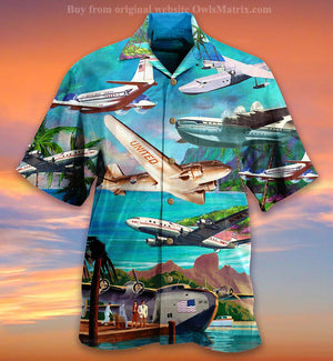 Airplane Fly Beautiful Landscapes Art Design Hawaiian Shirt, Hawaiian For Gift