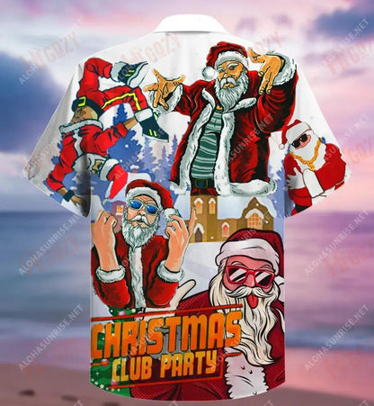 Santa Dances Like A Star Unisex Hawaiian Shirt Vacation Short Sleeve Custom Hawaiian Shirts Hawaiian Shirt Pattern, Hawaiian Shirt Gift, Christmas Gift