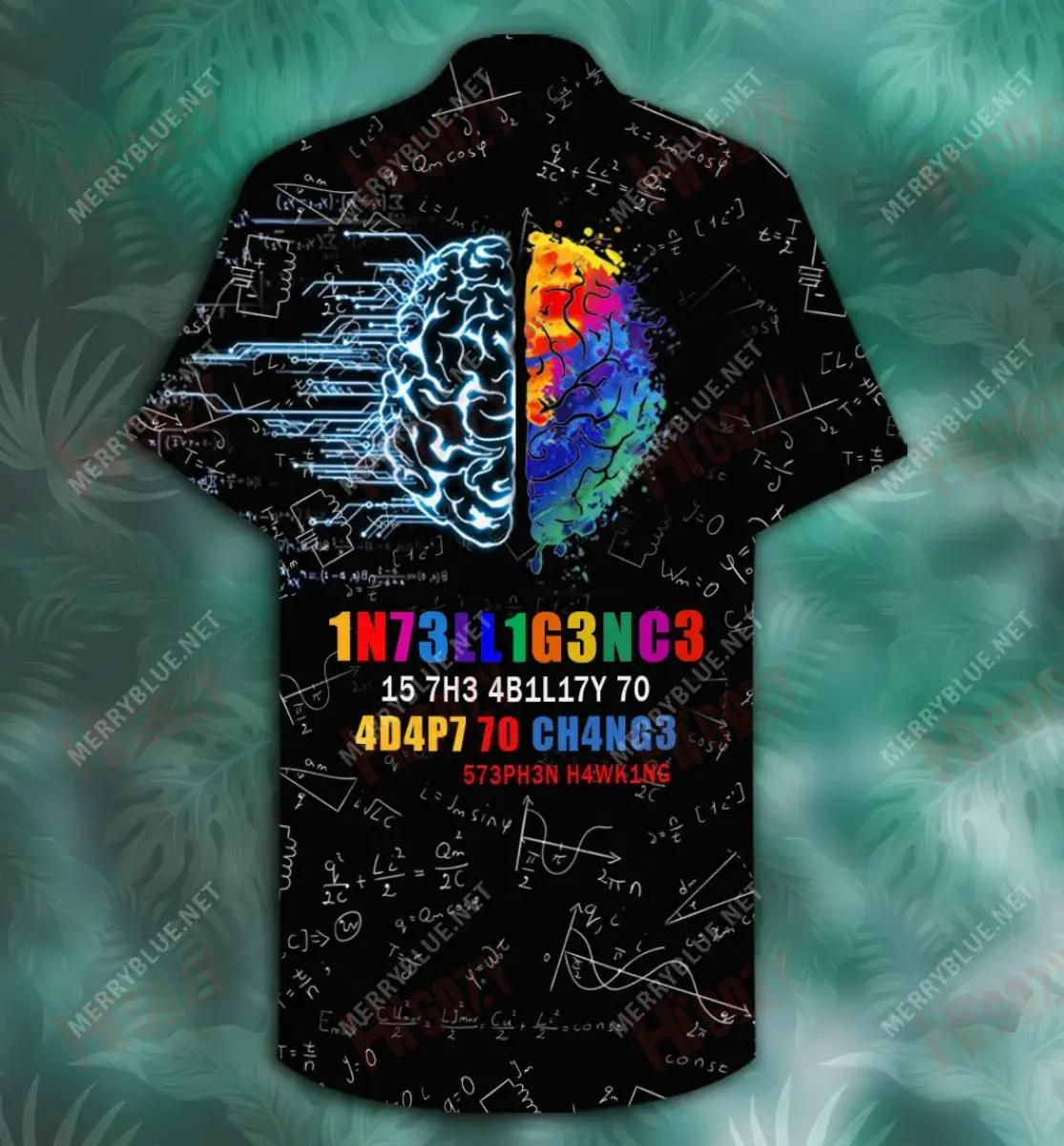 Funny Intelligence Unisex Short Sleeve Shirt Vacation Hawaiian T Shirts Hawaiian Crazy Shirts Hawaiian Shirts For Men, Hawaiian Shirt Gift, Christmas Gift