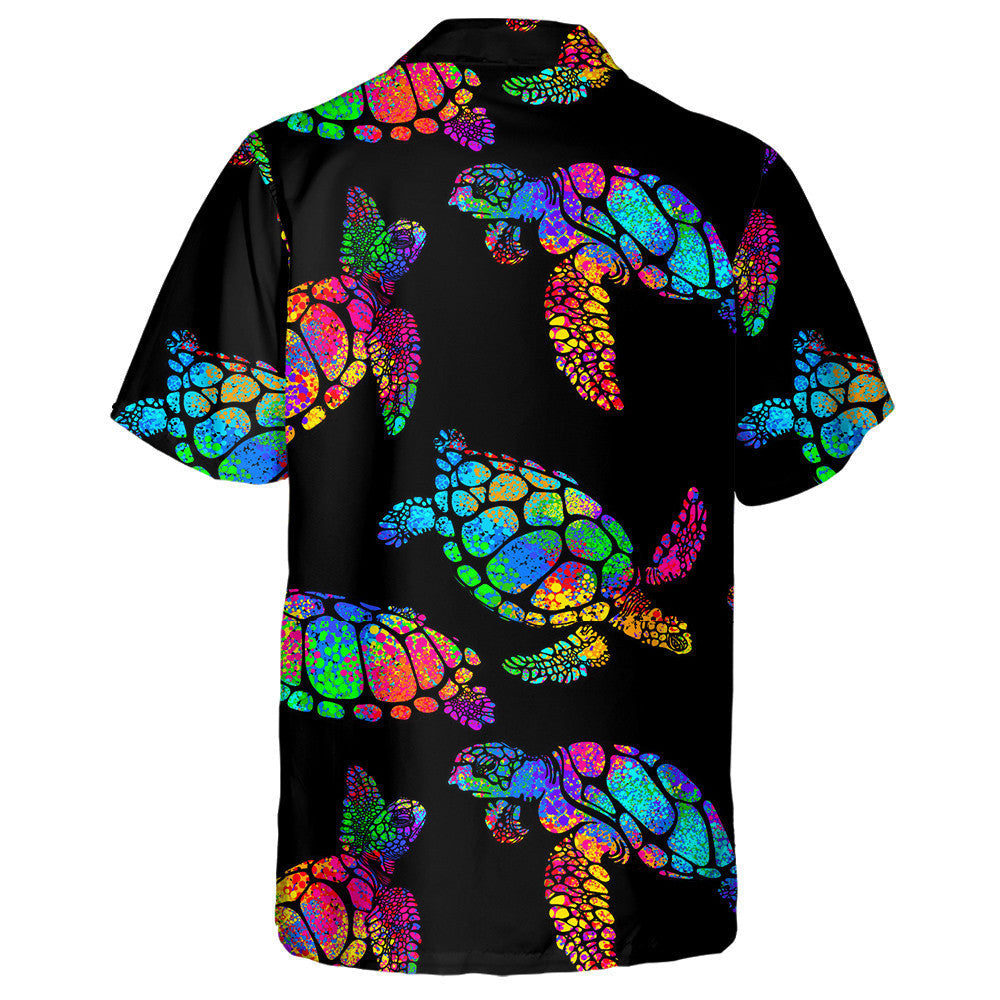 Sea Turtle With Ocean Waves In The Style Of Boho Hawaiian Shirt, Hawaiian Shirt Gift, Christmas Gift