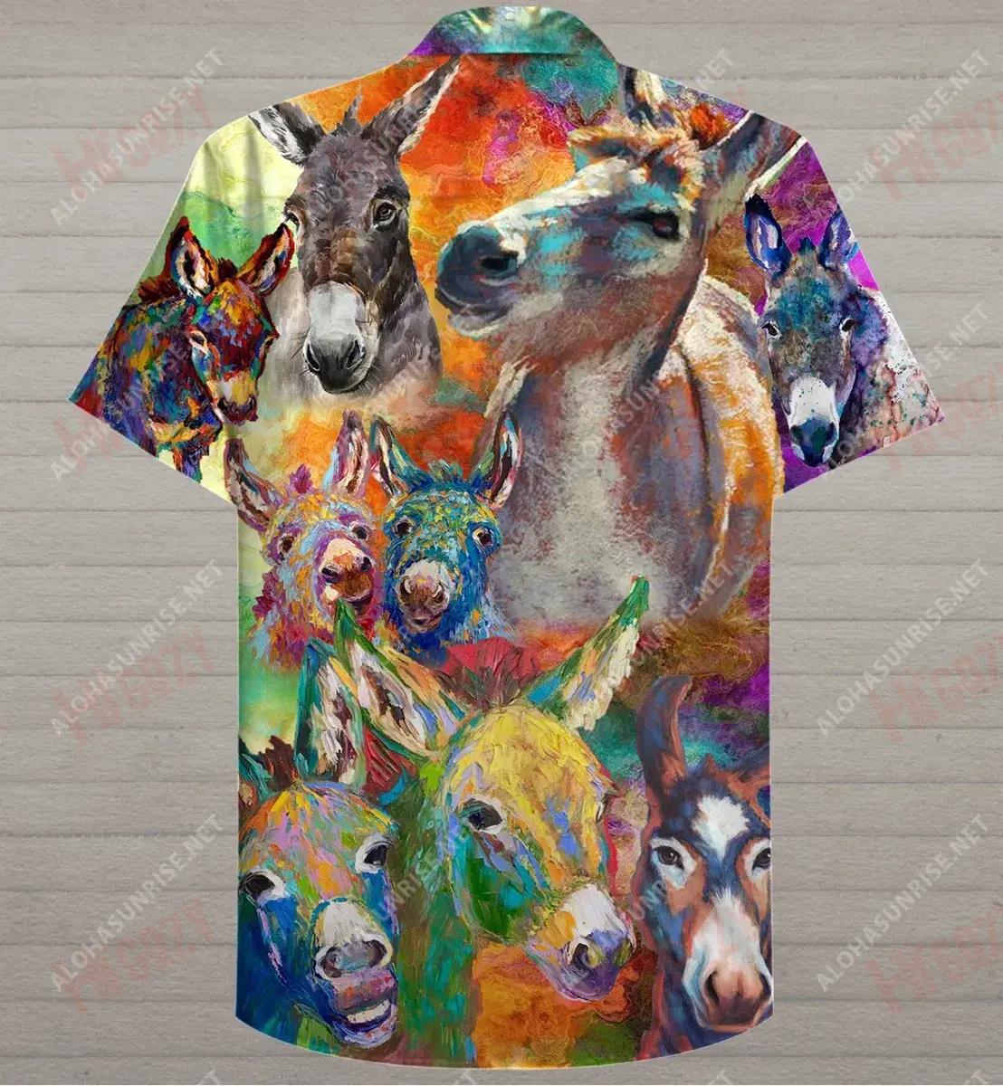 Donkeys Make Me Smile Short Hawaiian Shirt Summer Short Sleeve Vintage Hawaiian Shirts Funny Hawaiian Shirts, Hawaiian Shirt Gift, Christmas Gift