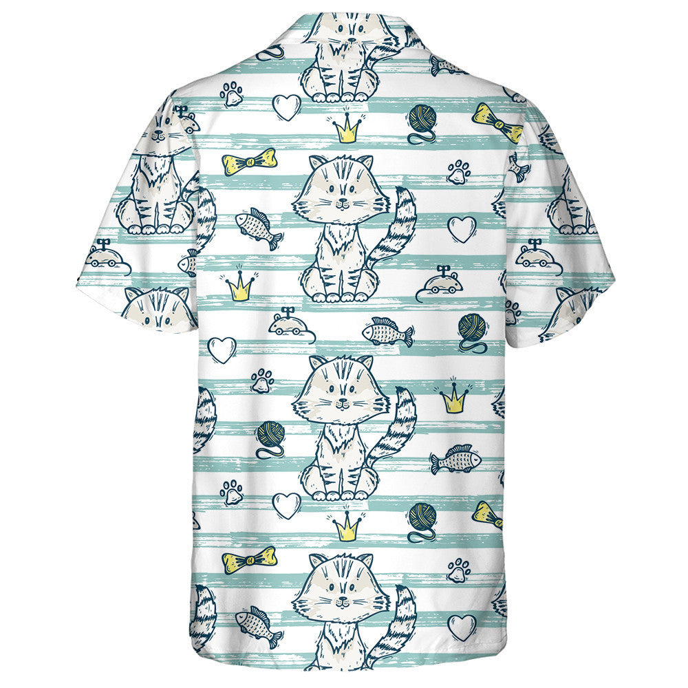 Hand Drawn Doodle Cat And Accessories For Pets Hawaiian Shirt, Hawaiian Shirt Gift, Christmas Gift