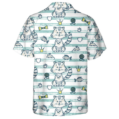 Hand Drawn Doodle Cat And Accessories For Pets Hawaiian Shirt, Hawaiian Shirt Gift, Christmas Gift