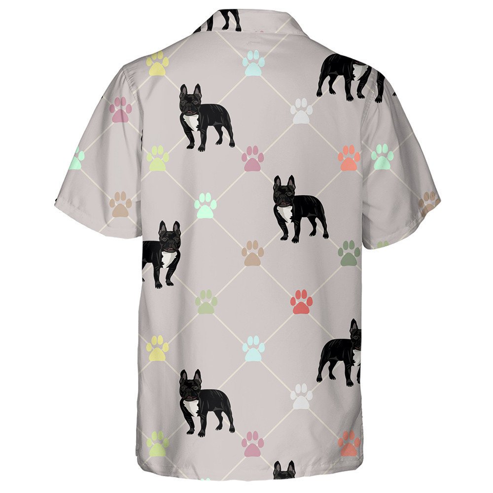 French Bulldog And Paw Colored Traces Hawaiian Shirt,Hawaiian Shirt Gift, Christmas Gift