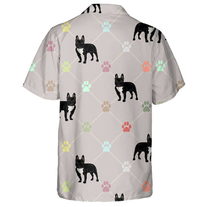 French Bulldog And Paw Colored Traces Hawaiian Shirt,Hawaiian Shirt Gift, Christmas Gift