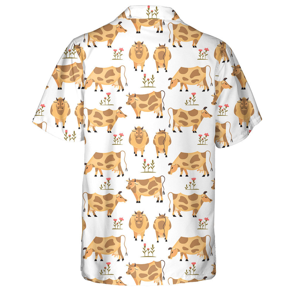 Brown Cows Farming Herd Domestic Animals Cartoon Hawaiian Shirt, Hawaiian Shirt Gift, Christmas Gift