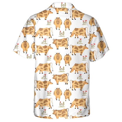 Brown Cows Farming Herd Domestic Animals Cartoon Hawaiian Shirt, Hawaiian Shirt Gift, Christmas Gift