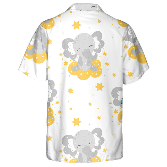 Baby Smiling Elephant Sitting On Cloud With Star Hawaiian Shirt, Hawaiian Shirt Gift, Christmas Gift
