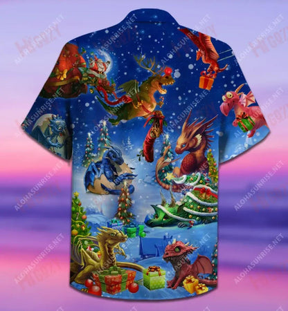 Christmas Holiday Dragon World Short Hawaiian Shirt Vacation Hawaiian T Shirts Custom Hawaiian Shirts Hawaiian Shirts For Women, Hawaiian Shirt Gift, Christmas Gift