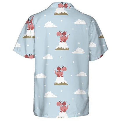 Little Cartoon Dragon On Snow Mountain Hawaiian Shirt, Hawaiian For Gift