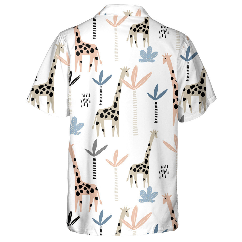Creative Tall Tree And Color Giraffe Illustration Pattern Hawaiian Shirt, Hawaiian Shirt Gift, Christmas Gift