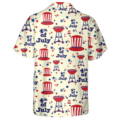 Happy Fourth July With Uncle Sam Hat And Barbecue Hawaiian Shirt, Hawaiian Shirt Gift, Christmas Gift