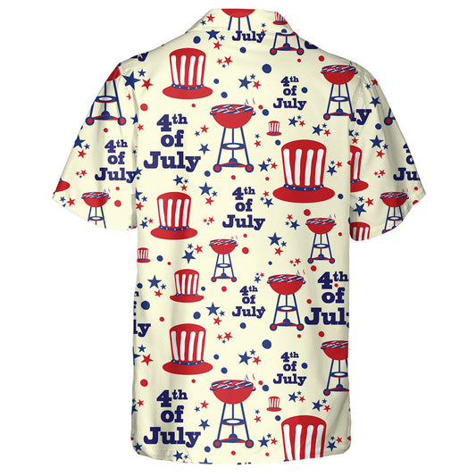 Happy Fourth July With Uncle Sam Hat And Barbecue Hawaiian Shirt, Hawaiian Shirt Gift, Christmas Gift