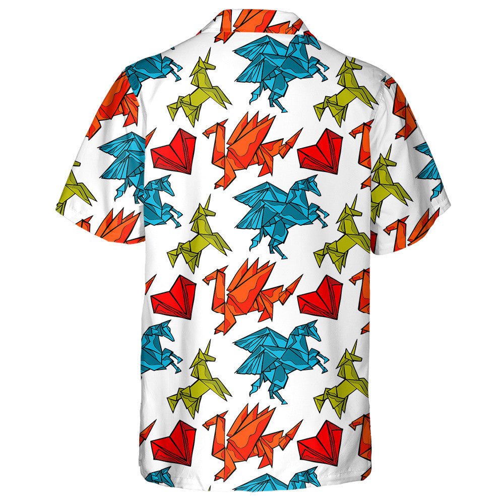 Magical Animals Origami Dragons And Unicorn Hawaiian Shirt, Hawaiian Shirt Gift, Christmas Gift