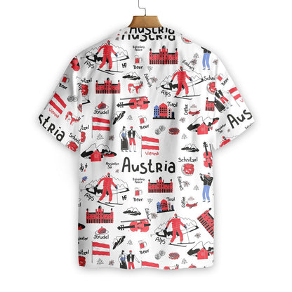 I Love Austria Doodle Pattern Hawaiian Shirt, Hawaiian For Gift