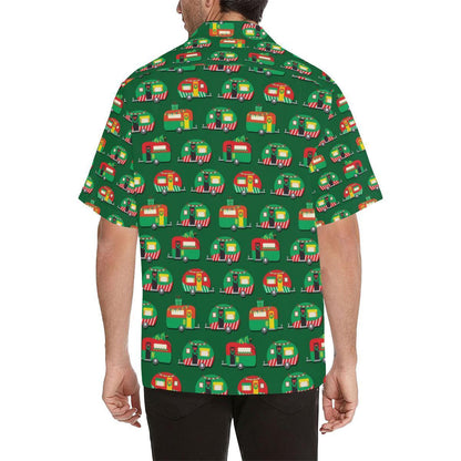 Camper Camping Christmas Themed Design Hawaiian Shirt, Hawaiian Shirt Gift, Christmas Gift.