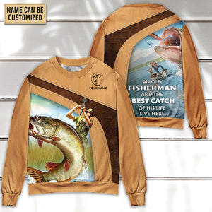 Fishing An Old Fisherman And The Best Catch Personalized Ugly Christmas Sweater, Christmas Gift, Gift Christmas 2024