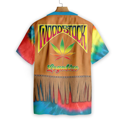Hippie Costume On Orange Blue Background Pattern Hawaiian Shirt, Hawaiian Shirt Gift, Christmas Gift