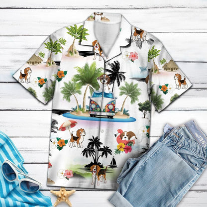 Hippie Van Beagle Summer Vacation On Island Hawaiian Shirt, Hawaiian Shirt Gift, Christmas Gift