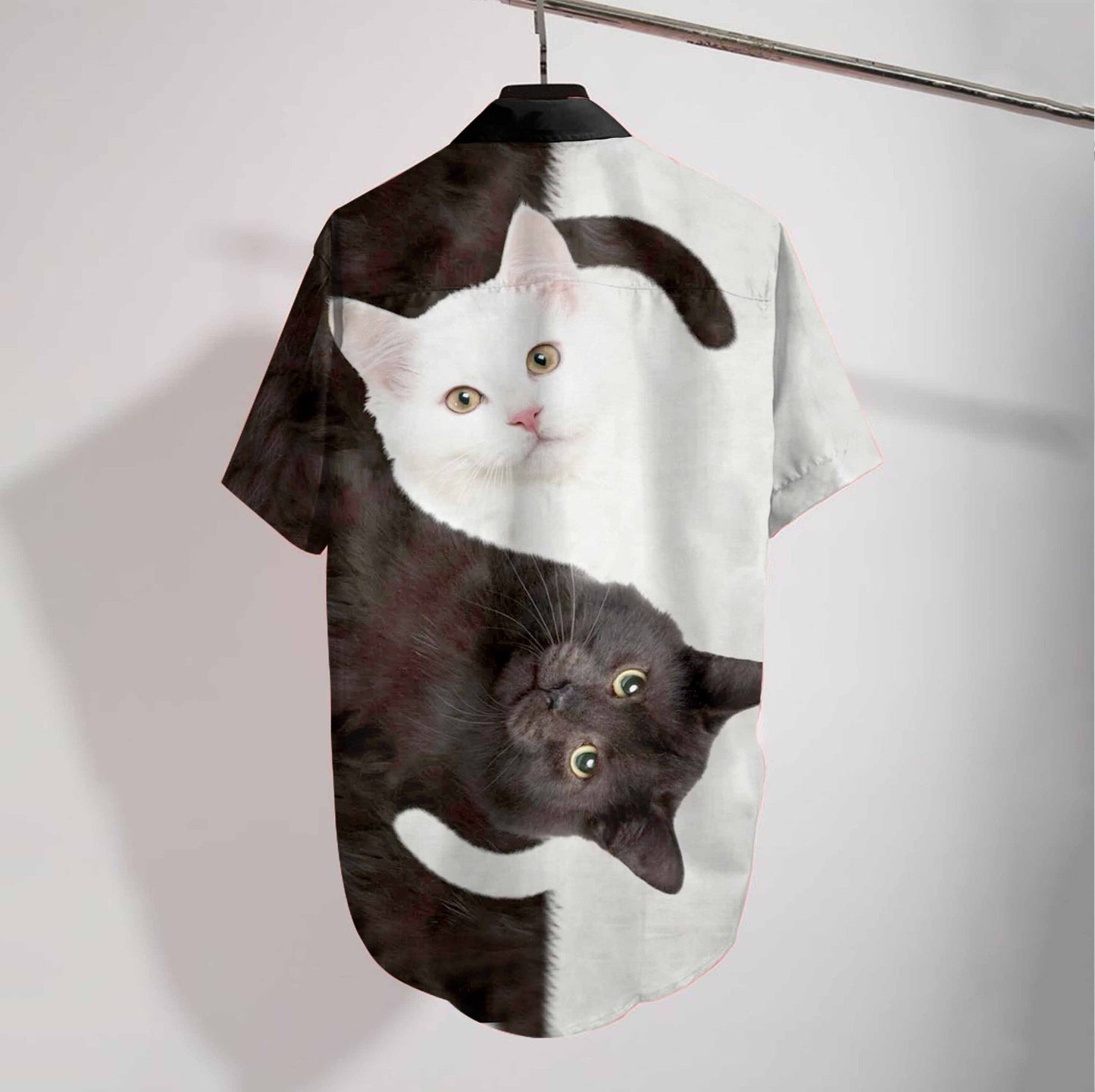 Lovely Cat Yin Yang Design Hawaiian Shirt, Hawaiian For Gift