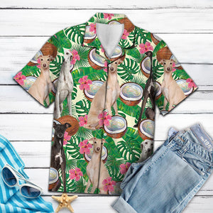 Greyhound Tropical Coconut And Plants Pattern Hawaiian Shirt,Hawaiian Shirt Gift, Christmas Gift