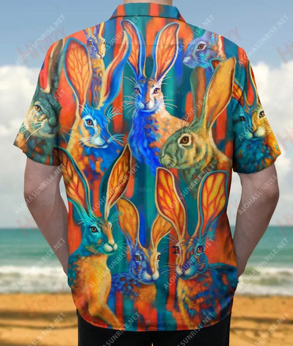 Colorful Rabbit Unisex Hawaiian Shirt Ocean Short Sleeve Best Hawaiian Shirts Hawaiian Shirts For Women, Hawaiian Shirt Gift, Christmas Gift