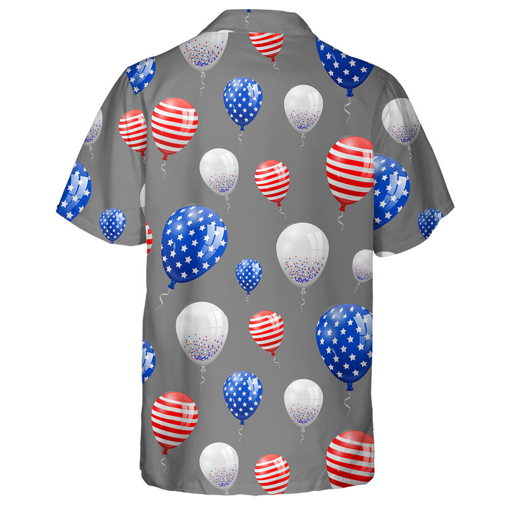 Balloons Fireworks Confetti Ribbon USA Freedom Background Hawaiian Shirt, Hawaiian Shirt Gift, Christmas Gift