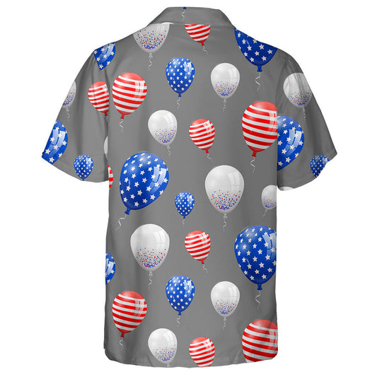 Balloons Fireworks Confetti Ribbon USA Freedom Background Hawaiian Shirt, Hawaiian Shirt Gift, Christmas Gift