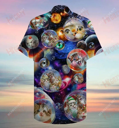 Funny Bubble Cats Christmas Short Short Sleeve Shirt Vacation Hawaiian T Shirts Best Hawaiian Shirts Hawaiian Shirts For Men, Hawaiian Shirt Gift, Christmas Gift